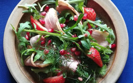 SMOKED DUCK, STRAWBERRY & POMEGRANATE SALAD 